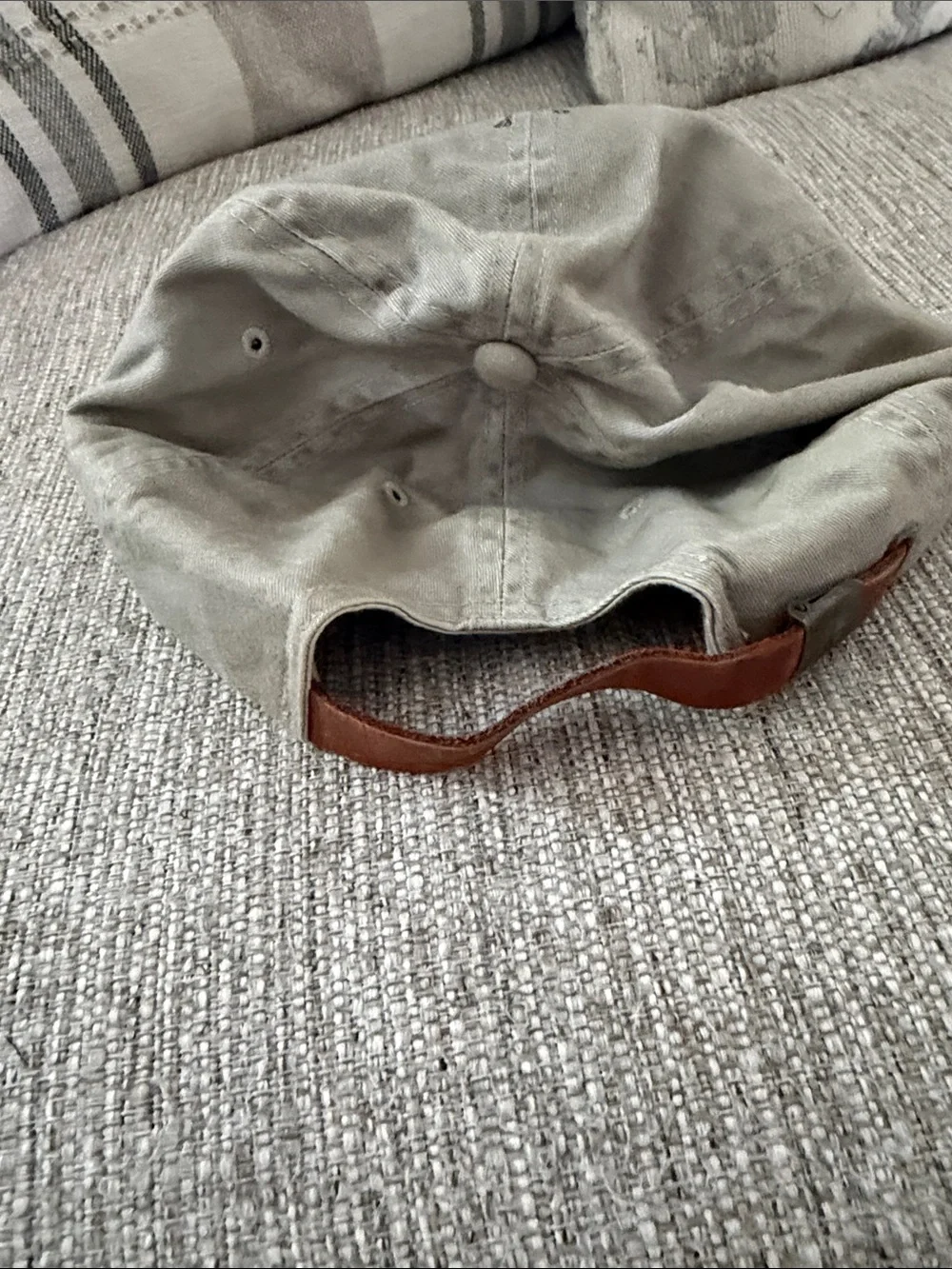 Adams Khaki Tan Cotton Nautical Sailboat Embroidery Dad Hat Leather Strap Cap